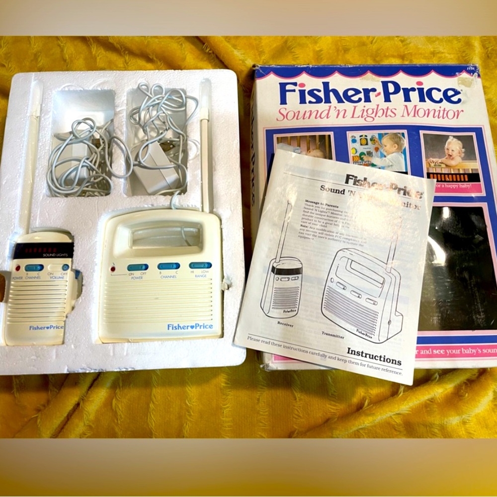Vintage Fisher-Price White and Blue Baby Monitor Set